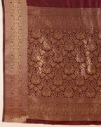 Maroon color soft kanchipuram silk saree with zari weaving work